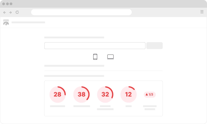 Análise de desempenho de site WordPress em Curitiba exibindo métricas críticas de velocidade e SEO